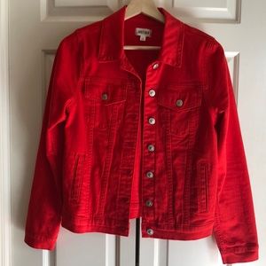 Just USA Tell Us Right Red Denim Jacket